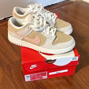 Nike Beige and Pink Dunk Low